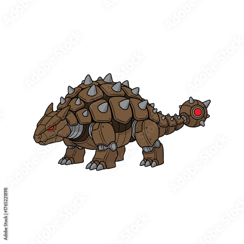 Brown Mecha Ankylosaurus Defender Illustration