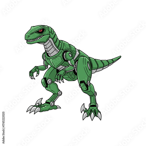 Emerald Raptor Striker Mecha Illustration