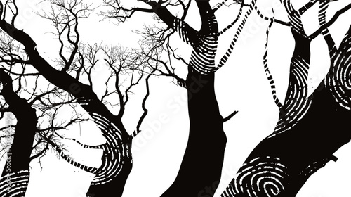 Abstract fingerprint tree vector illustration symbolizing identity and growth