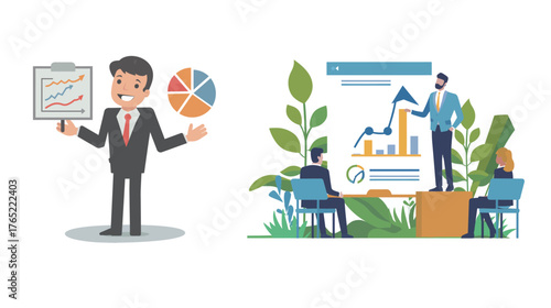 CEO presenting company growth plans in business meeting — professional leadership presentation concept