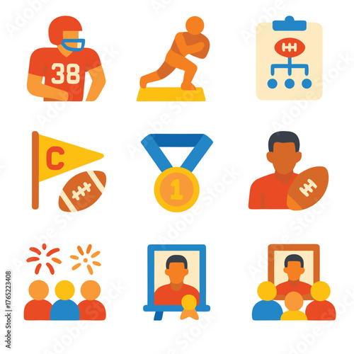 George rogers Clark day illustrations for football icons and trophies celebrations, suitable for sports events, merchandise, posters, social media graphics.
