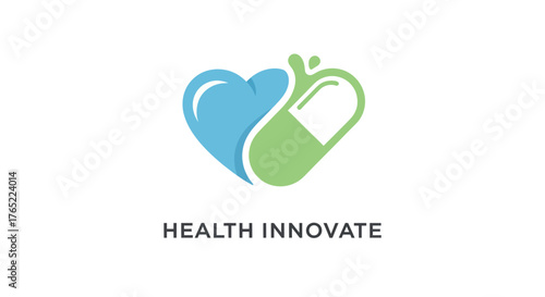 Health Innovate logo featuring a heart and a capsule, symbolizing healthcare innovation.