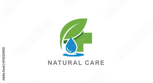 Natural Care logo with medical cross leaf and water drop symbol.