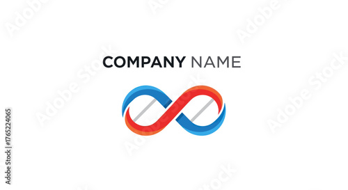 Infinity symbol logo design with blue and red colors representing connection.