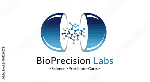 BioPrecision Labs logo with molecular structure and scientific theme.