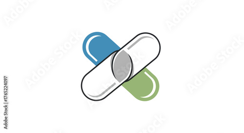 Medical capsules intersecting, representing health, medicine, and wellness concepts.