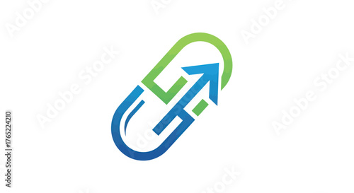 Pill Capsule with Arrow Symbolizing Growth and Improvement.
