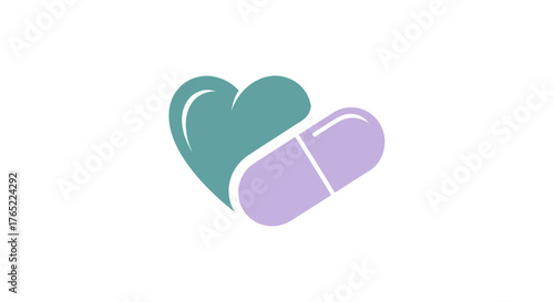 Heart and Pill Symbolizing Health and Medicine.