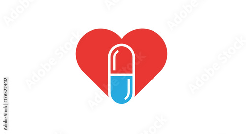 Heart with Pill - Symbol of Cardiac Health and Medication.