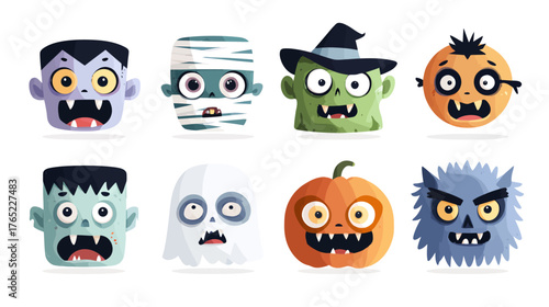 Halloween Cartoon Character Collection - Spooky and Fun.