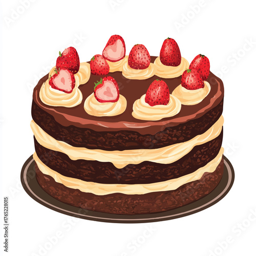 Chocolate Strawberry Cake with Pink Frosting.