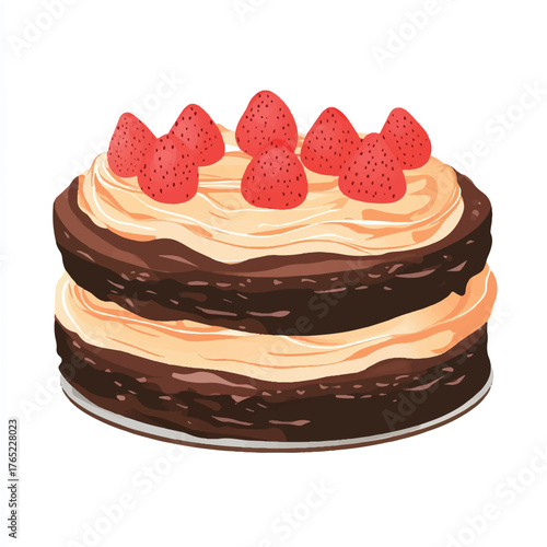 Chocolate Strawberry Cake with Pink Frosting.