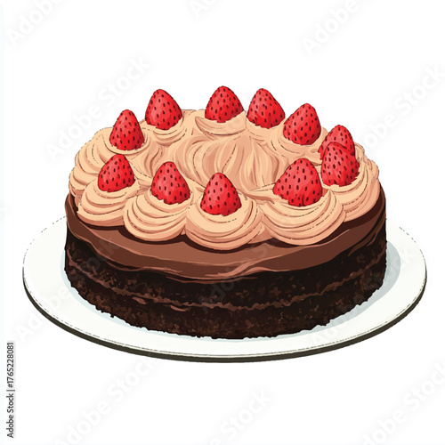 Chocolate Strawberry Cake with Pink Frosting.