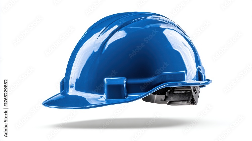 Fototapeta premium Blue Hard Hat Isolated on White Background for Safety Equipment Use
