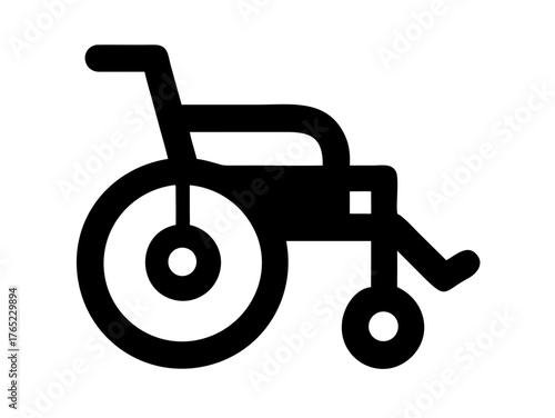 Vector black wheelchair icon on white background.

