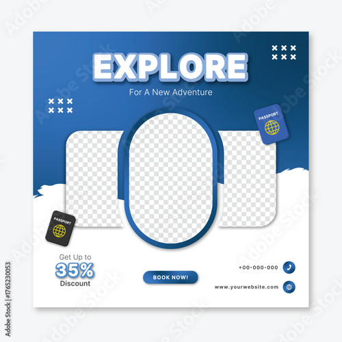 Travel and tour social media post. Vector illustration
