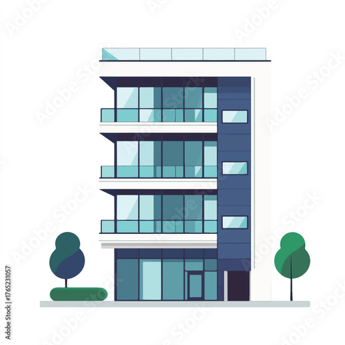 Modern apartment building with balconies and large windows contemporary design