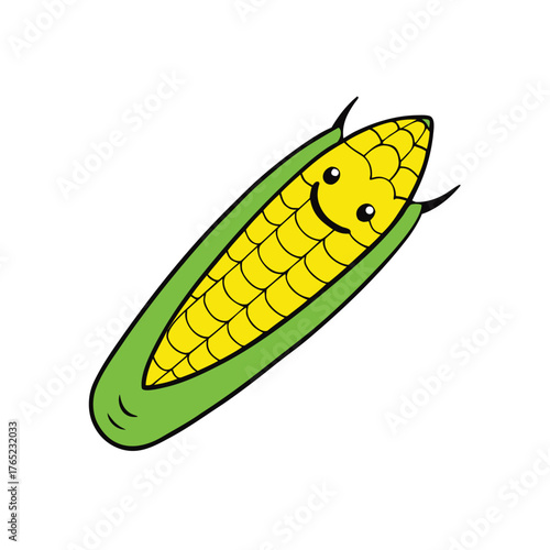 Corn Cob Row Of Kernels Wide Toothy Grin Vector