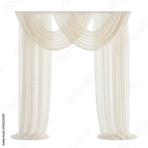 Elegant flowing sheer ivory drape curtain archway