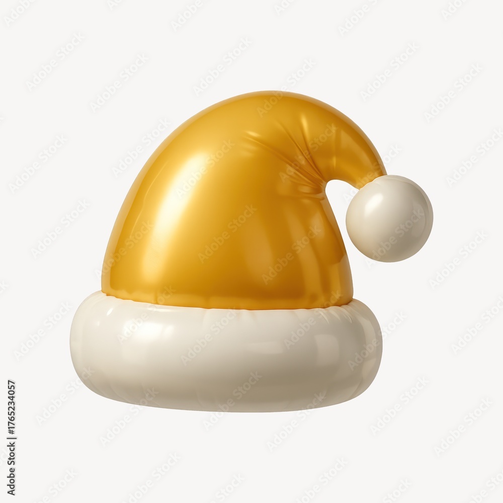 Fototapeta premium Festive golden Santa hat illustration.