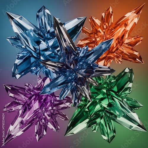 Vibrant crystalline formations abstract background multicolored facets