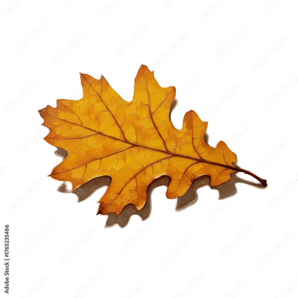Obraz premium Golden Oak Leaf Autumn Season Realistic Photo Orange Background