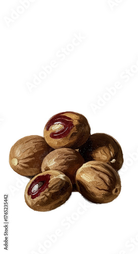 Golden Nutmeg Spice Round Orbs With Red Jam And Glitter