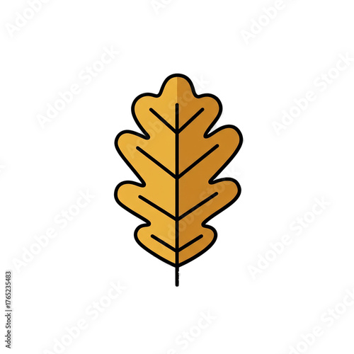 Golden Oak Leaf Illustration with Transparent Background