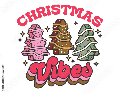 Christmas vibes cake illustration vector