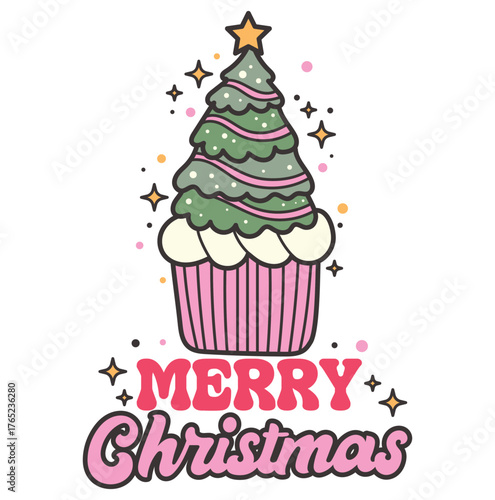 Christmas cake illustration vector, merry christmas