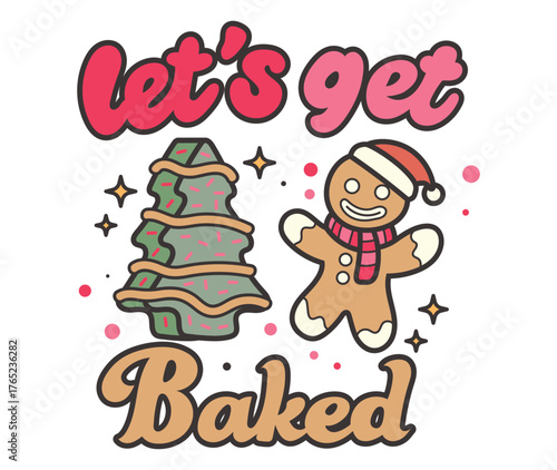 Christmas cake illustration vector, let's get baked