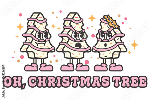 Christmas cake illustration vector, christmas tree