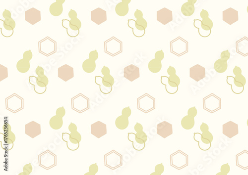 ひょうたんと亀甲のシンプルなシームレス背景