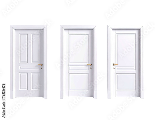 Wallpaper Mural Three white paneled doors, each unique Torontodigital.ca