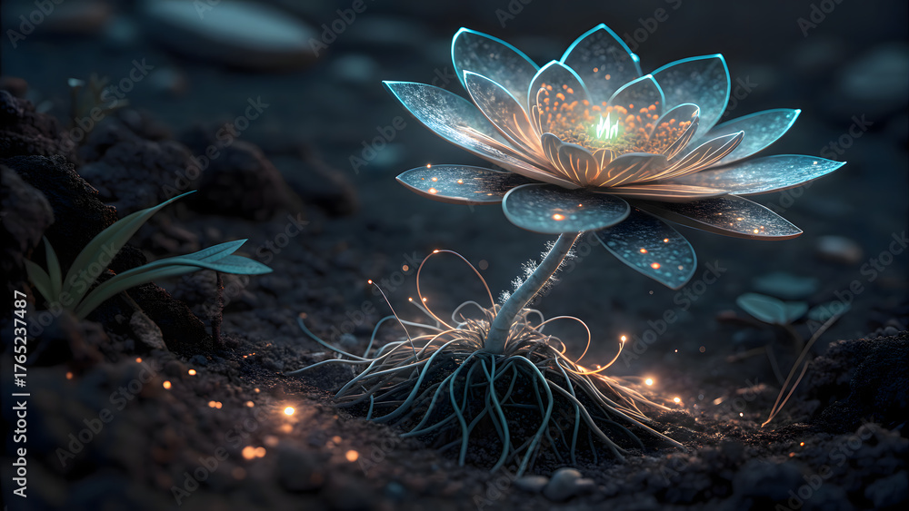 Obraz premium Biotech Nature – “The Glowing Bloom” 2