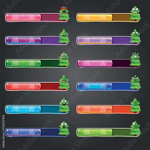 Big set game resource bar with Christmas tree emotions