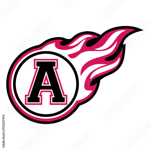LETTER A COMET WITH FLAMES LOGO