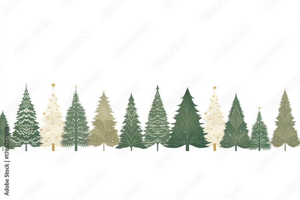 Fototapeta premium Festive evergreen Christmas tree illustration