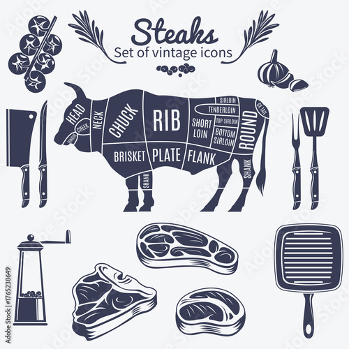 Butchery tools Stock Vector 