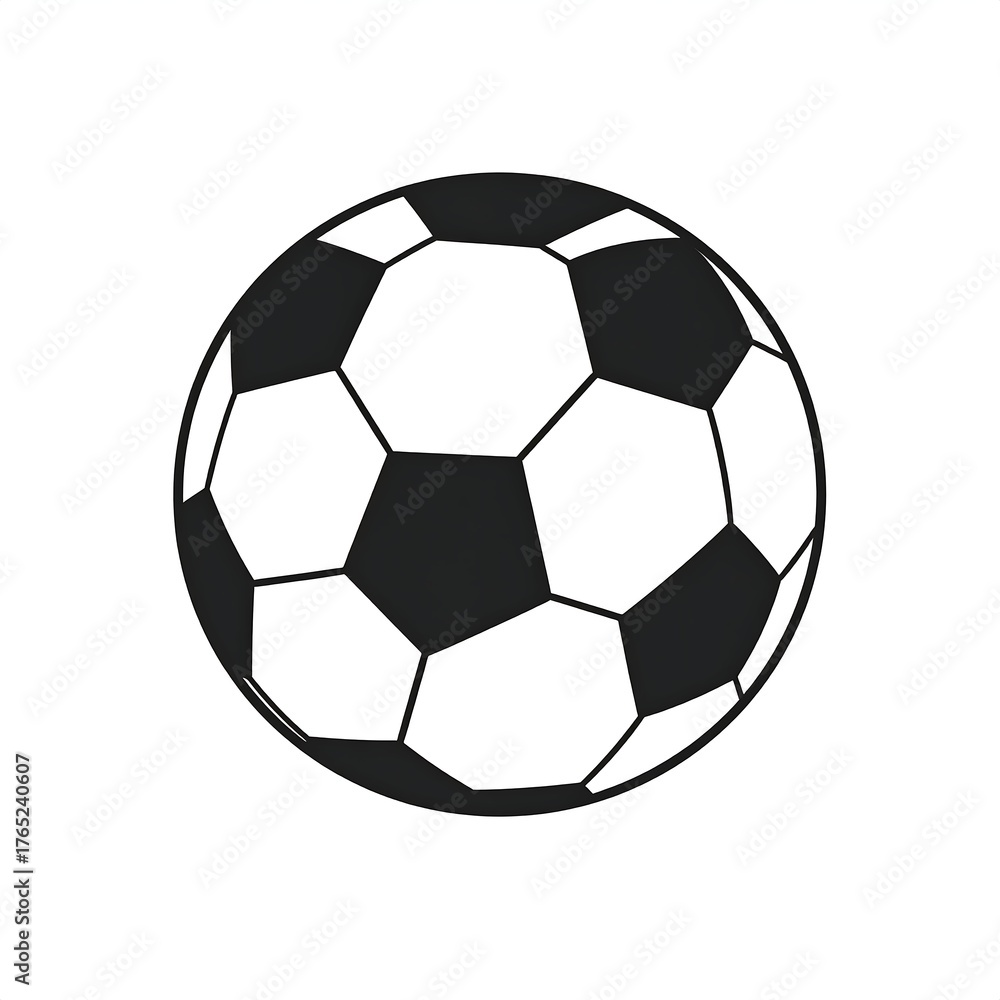 Obraz premium Black and white vector image of a classic soccer ball
