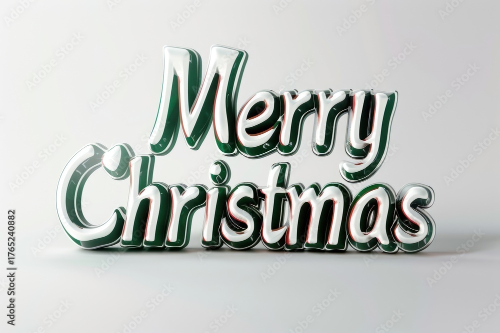 Fototapeta premium Festive 3D Merry Christmas text