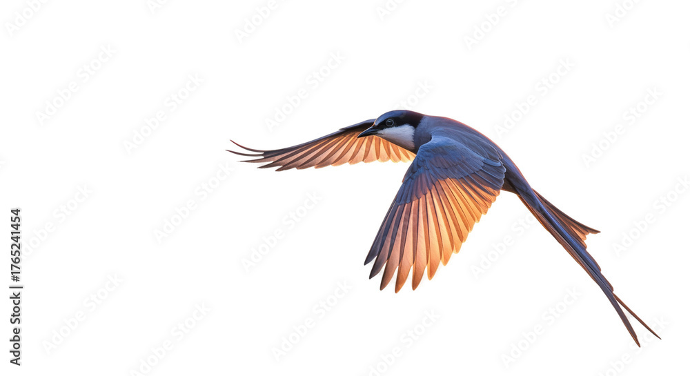 Obraz premium Gray Bird Flying Transparent Background Warm Light