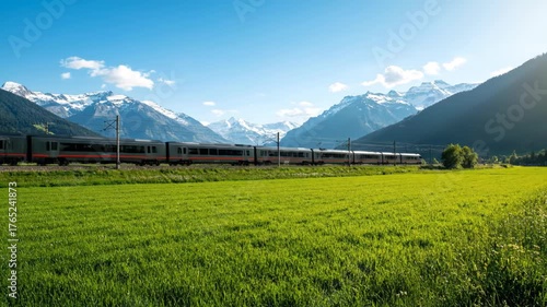 mountain landscape with green grass and mountains