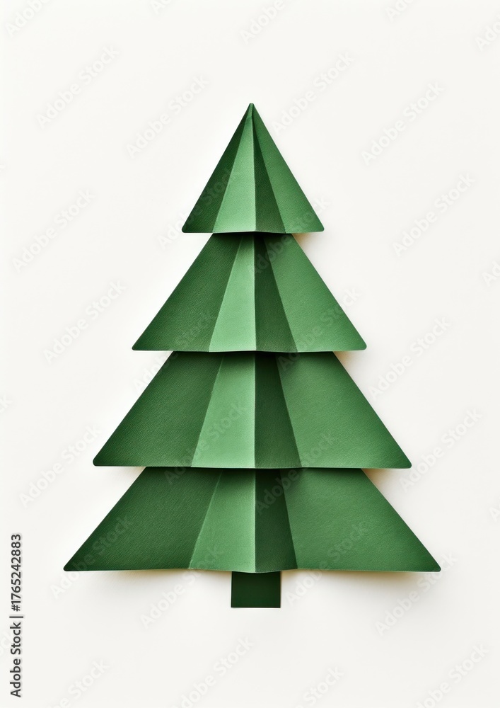 Obraz premium Green chrismas tree paper origami art.