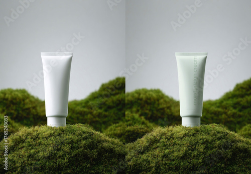 Moisturizing Cream Tube Mockup On Moss PSD