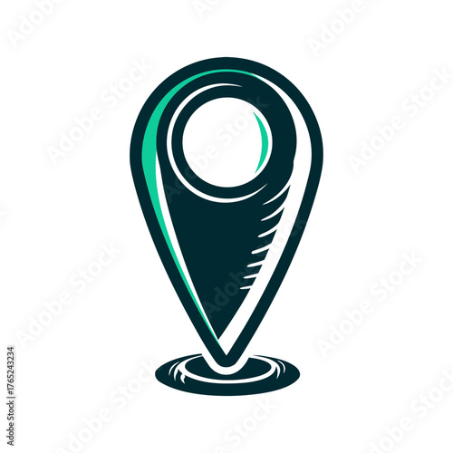 Teardrop Map Pin Icon, Location Marker Symbol a solid khaki map pin marker as a teardrop shape with smooth tapering point