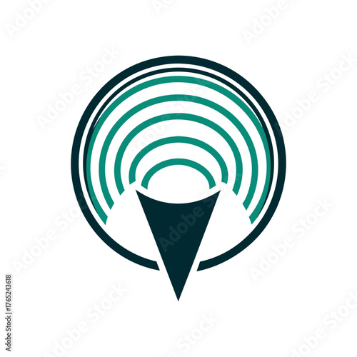 Modern WiFi Signal Icon in Teal and Dark Blue a solid taupe wifi signal icon with three concentric partial circles of increasing radius