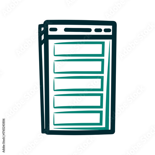 Hand Drawn Style Navigation Menu Icon A solid turquoise sidebar navigation panel extending from top to bottom with consistent width