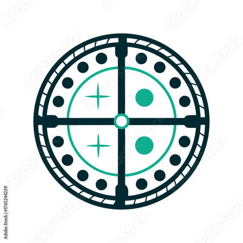 Abstract Circular Control Panel Icon Design A solid fuchsia stepper control with plus and minus regions divided by a central line