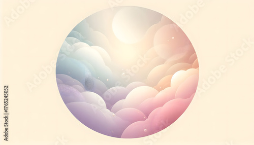 Abstract pastel gradient with circular light glow and elegant soft tones